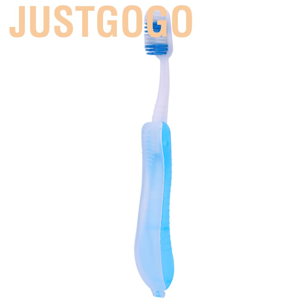 Justgogo Light Blue Portable Compact Fold Foldable Folding Toothbrush Travel Camping Hiking Outdoor Easy
