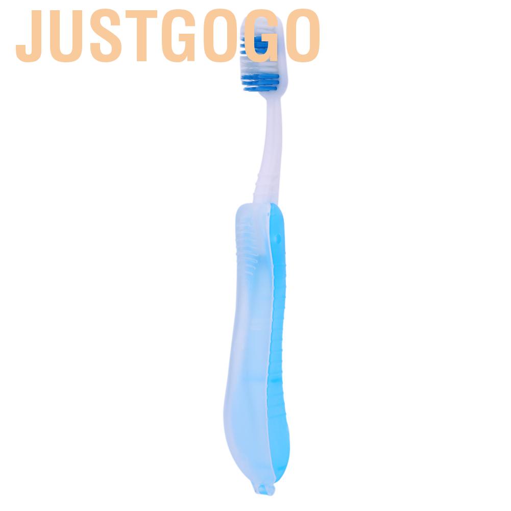 Justgogo Light Blue Portable Compact Fold Foldable Folding Toothbrush Travel Camping Hiking Outdoor Easy