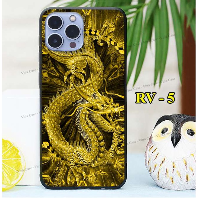 Ốp lưng kính cho dòng máy iPhone 11 Series - iPhone 12 Series - iPhone 13 - iPhone 13 Pro Max in Rồng Vàng 3D