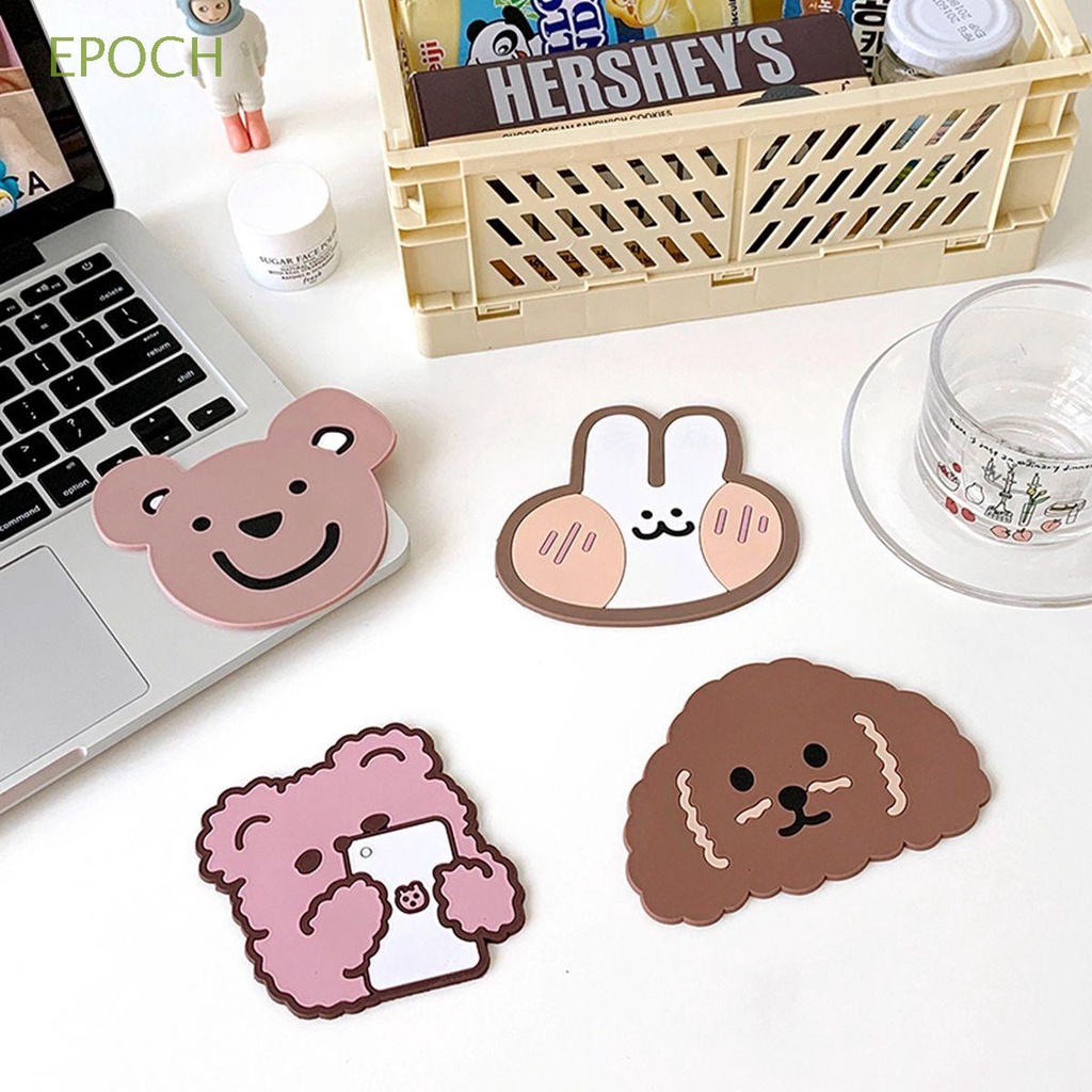 Đế lót cốc nước bằng silicon chịu nhiệt chống trượt thiết kế động vật đáng yêu cho người lớn và trẻ em