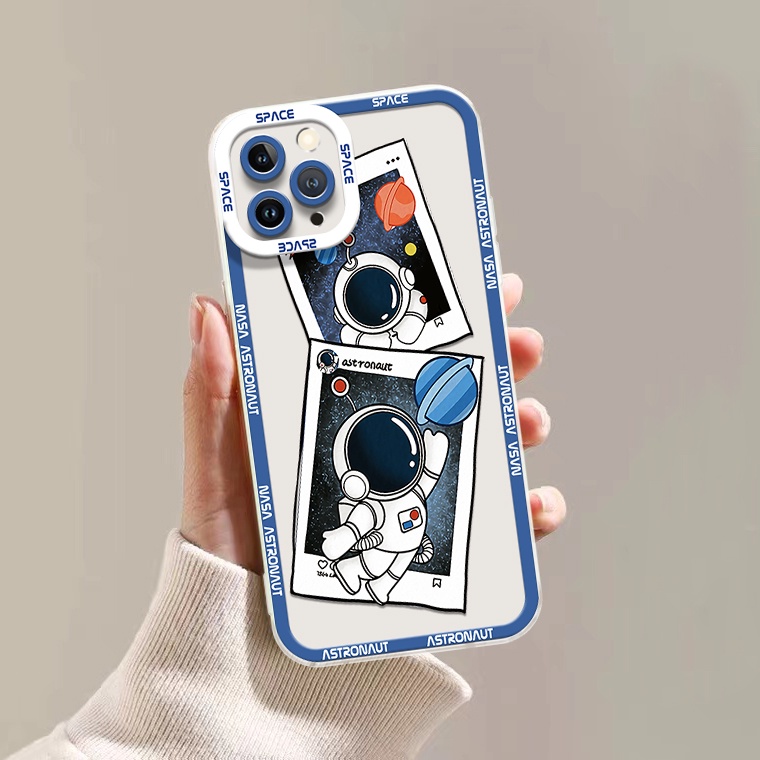 Ốp Điện Thoại Silicon TPU Mềm Trong Suốt Chống Sốc In Hình Phi Hành Gia Dễ Thương Cho IPhone 13 12 11 Pro X XR XS Max 6 6S 7 8 Plus
