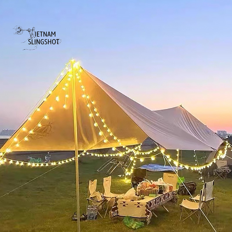 Đèn LED trang trí dây bóng tròn vàng ấm không nháy dùng pin tiện lợi, dùng đi du lịch cắm trại dã ngoại tiện lợi-DCP7