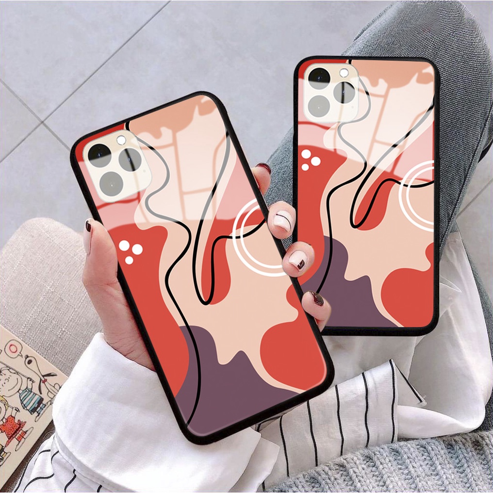 Ốp lưng iphone kính họa tiết phối màu case 14plus 14 pro max 13 12 promax 11 mini 6 6s 7 8 plus x xr xs Se