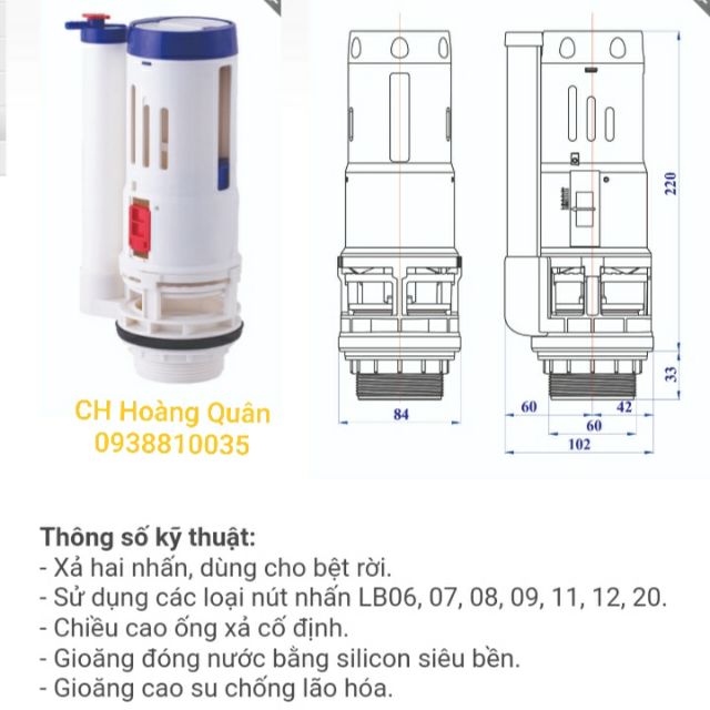 CỤM XẢ NƯỚC BỒN CẦU 2 NHẤN (SMART ROUND)