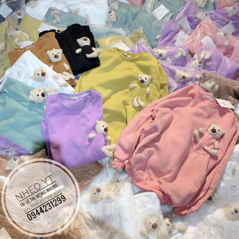 Áo nỉ trơn kèm gấu nhiều màu sắc | BigBuy360 - bigbuy360.vn