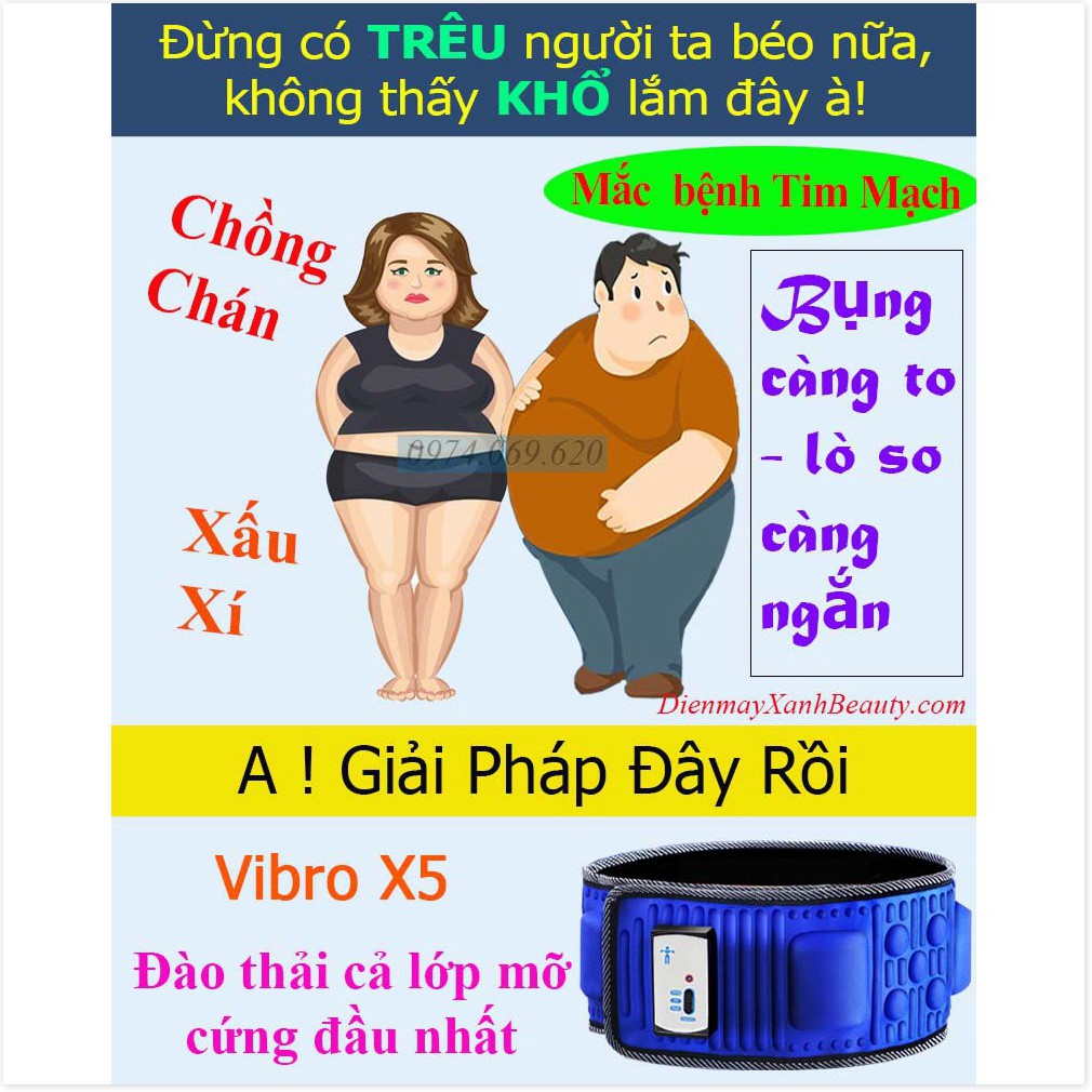 Máy Massage bụng Rung Nóng Tan mỡ Chính Hãng Mỹ Vibro X5- Đai Massage bụng- máy đánh tan mỡ bụng