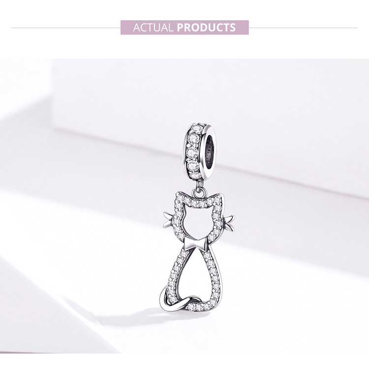 Hạt Trang Sức Bamoer Scc1162 Chốt Bạc Hình Chú Mèo Đính Đá Sáng Tạo Sử Dụng Làm Vòng Tay