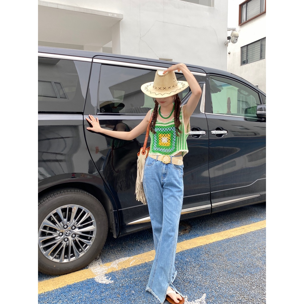 [Augustcloth] Áo len đan ô vuông phong cách Hàn Quốc