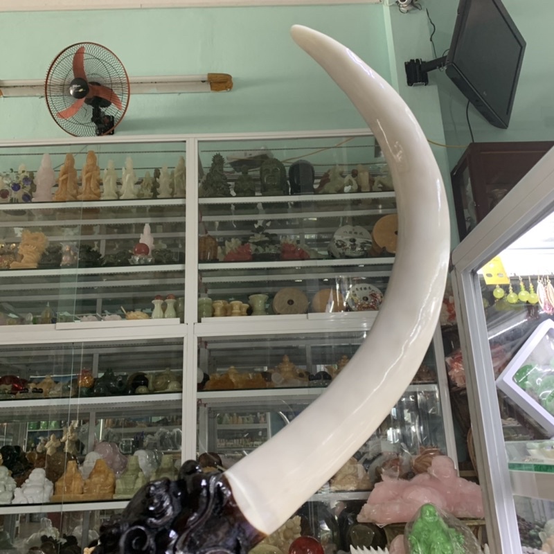 Cặp Kỳ Lân  Ngậm Ngà Đá Đúc - cao 63.5cm
