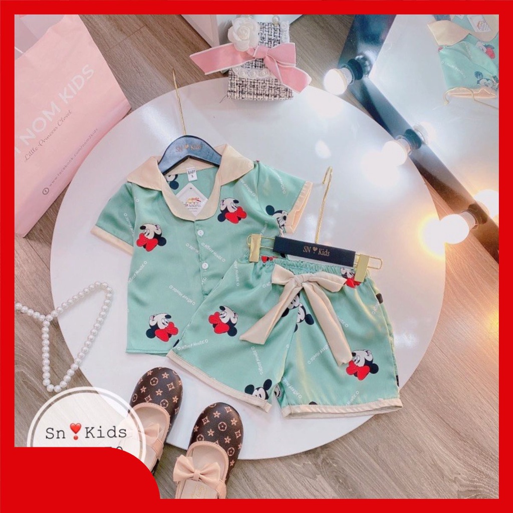 [XẢ GIÁ SỐC] Bộ ngủ lụa pijama cộc tay siêu xinh dành cho bé gái