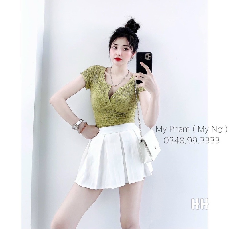 Áo xốp nhăn cúc cộc tay siêu hot