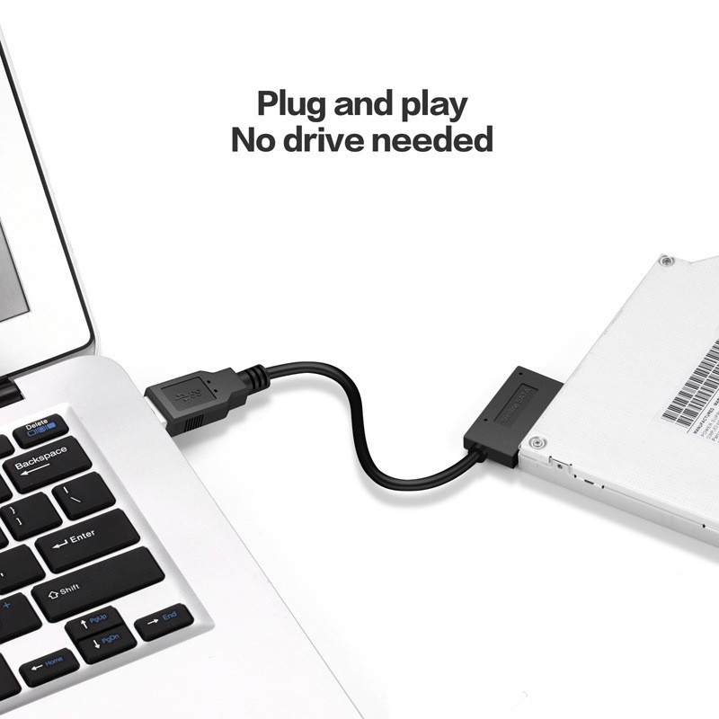 USB 3.0 to 7+6 13Pin Slimline SATA Cable Indicator for Notebook's DVD/CD-ROM for HDD Caddy Drive Adapter