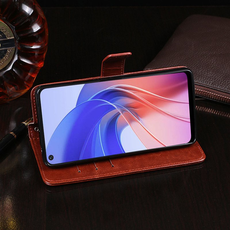 Bao da dạng ví nắp lật hai mặt kèm khe để thẻ cho oppo a55