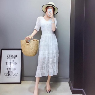Váy voan trắng tiểu thư