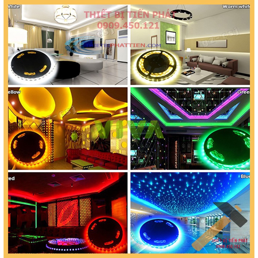 Đèn Led Dây Dán 5050 Cuộn 5m Nguồn 12V Đủ Các Màu Chuyên Đèn Tiktok, Trang Trí Phòng, Đèn Có Bọc Silicon, Có Keo Dán.