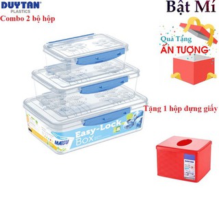 COMBO 2 Bộ 3 Hộp Gài Matsu Duy Tân Trong Suốt 820ml - 1600ml - 2600ml- TẶNG KÈM HỘP ĐỰNG GIẤY ĂN