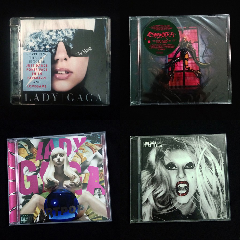 Bộ sưu tập albums của Lady Gaga: Chromatica, Born This Way, Artpop, The Fame Monster,  A Star Is Born