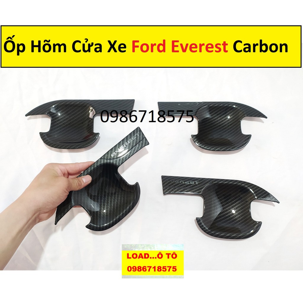 Ốp Tay Nắm, Hõm Cửa Carbon Xe Ford Everest 2022-2018 Mẫu Vân Carbon Cao Cấp