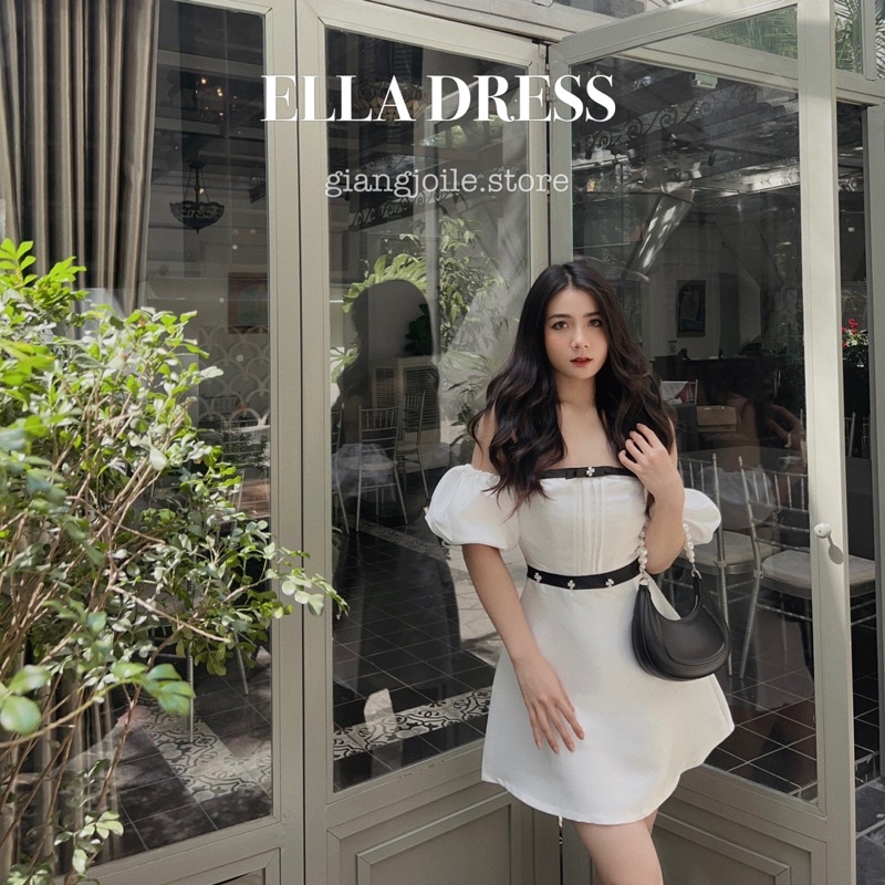 Đầm trễ vai tay bồng đính đá Ella Dress - Giangjoile.Store