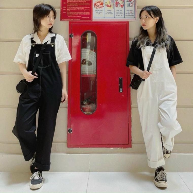 Yếm Kaki Chỉ Nổi Ulzzang Form Dáng Baggy Phong Cách Ulzzang 2 Màu Đen Trắng