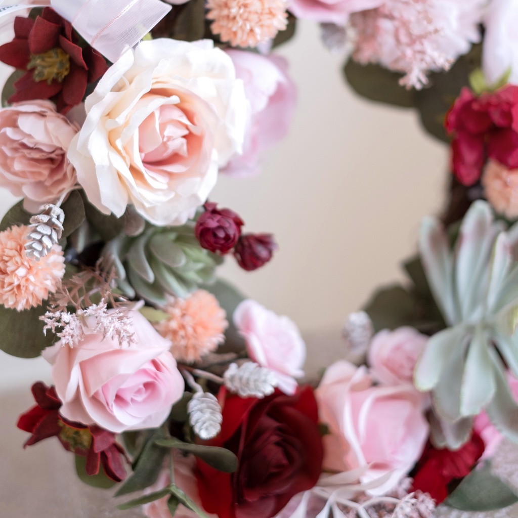 Vòng hoa treo cửa đẹp - vòng hoa trang trí phong cách vintage Hàn Quốc thương hiệu BÔNG BY CATT