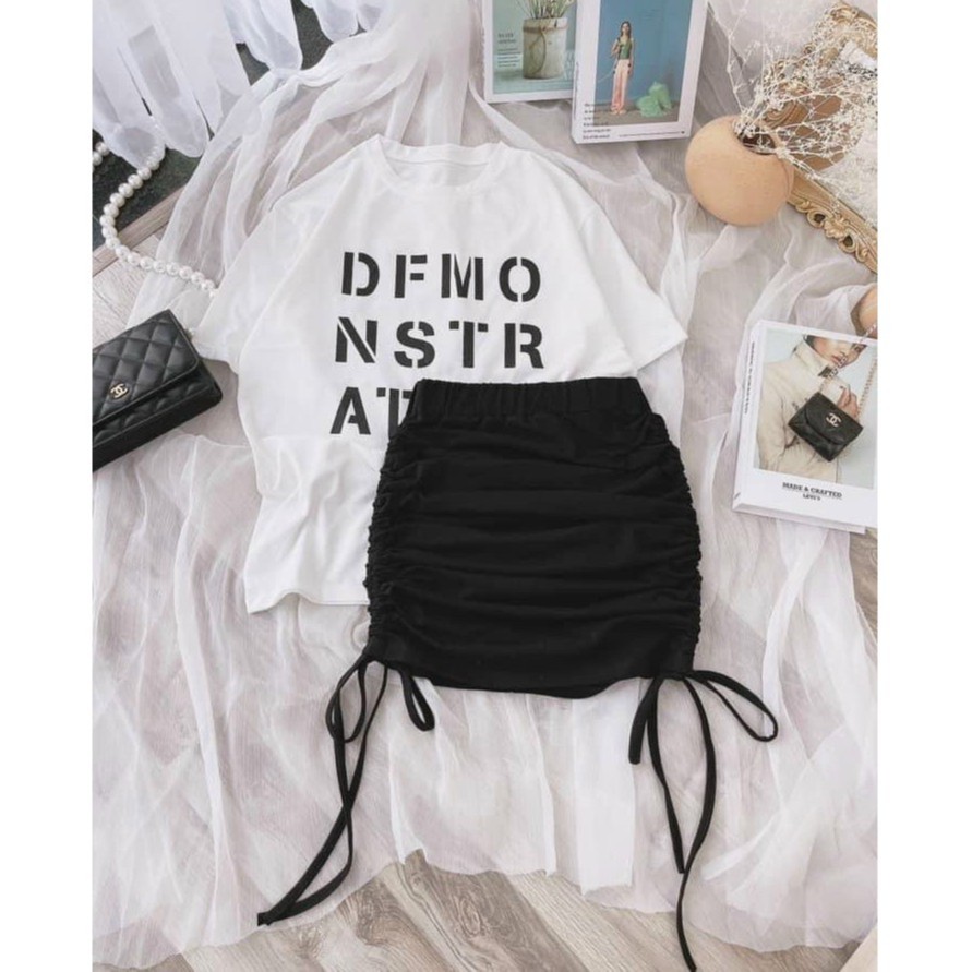 Chân váy ngắn rút dây 2 bên chất thun xịn sò co giãn tốt Cam Kết Hàng Y Hình Kèm Ảnh Thật Chính Chủ ( Size dưới 55kg )