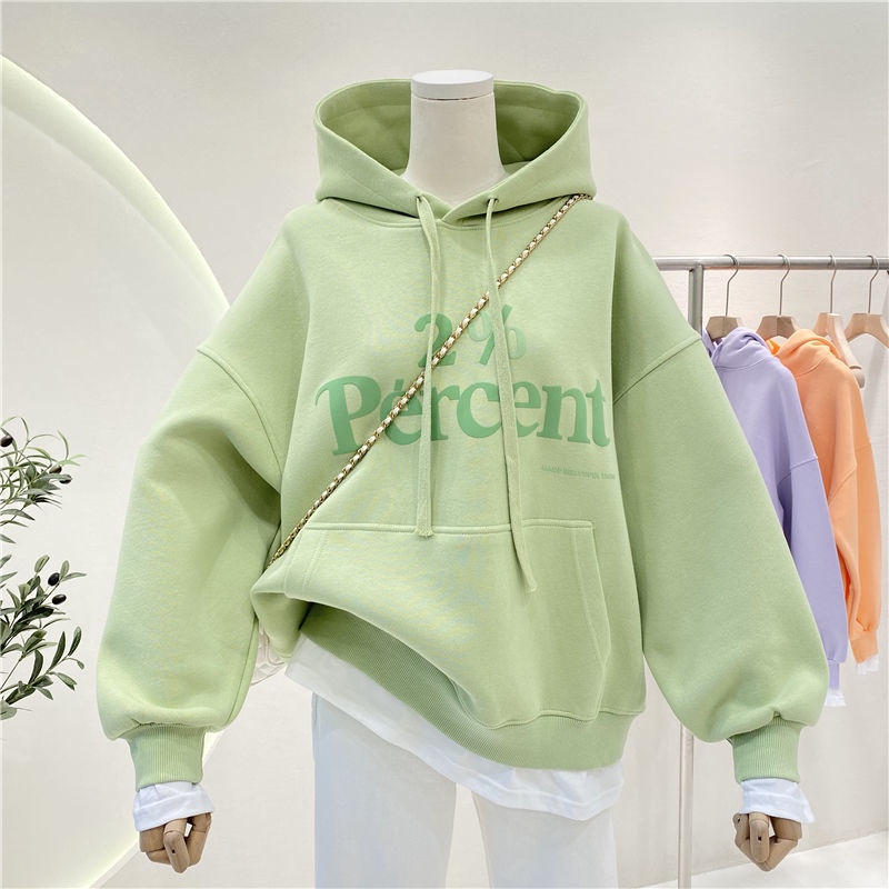 Áo Hoodie Giả Hai Lớp Dáng Rộng In Chữ Thời Trang Xuân Thu Phong Cách Mới Cho Nữ