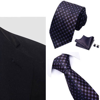 Bộ Cà vạt 4 món gồm Cavat 8cm, khăn cài túi, Măng-set, Nhẫn tròn phụ kiện, Cravat chú rể, Calavat công sở CBC-8217