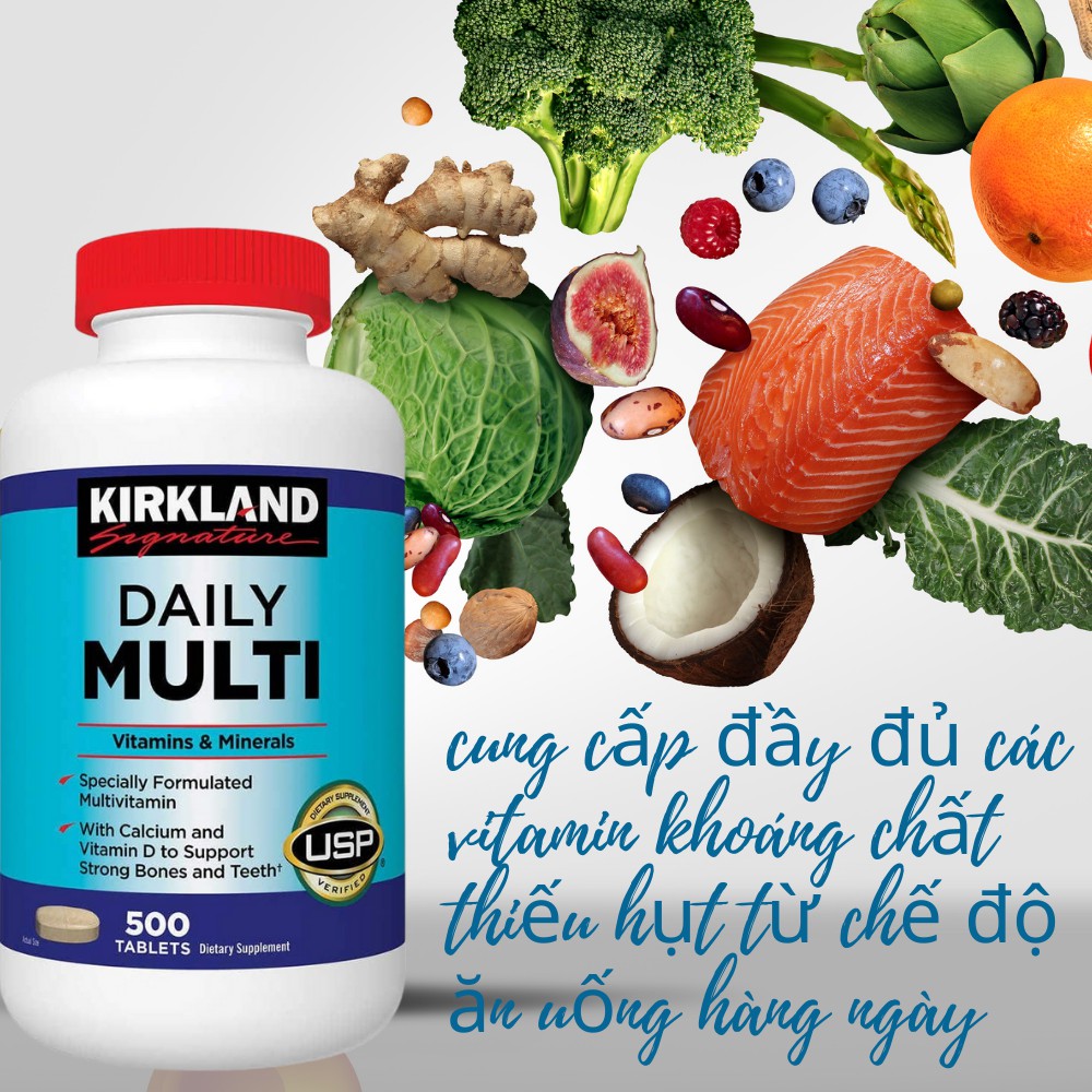 Vitamins Tổng Hợp Kirkland Daily Multi Vitamins and Minerals 500 viên Nhập Khẩu Mỹ