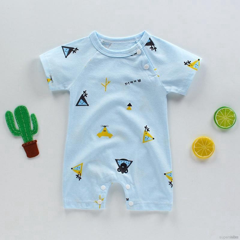 Jumpsuit Tay Ngắn Họa Tiết Hoạt Hình Đáng Yêu Dành Cho Bé