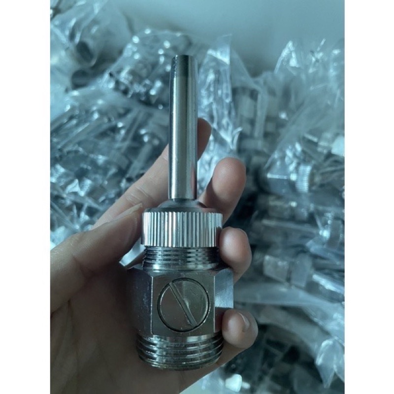 Đầu phun 1 tia inox phi 27mm có van áp chỉnh