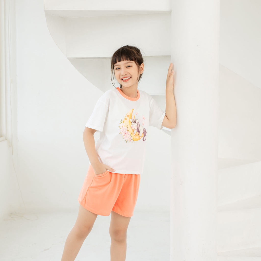 Quần áo trẻ em tay ngắn, hình in dễ thương, chất vải dày mịn thoáng mát, 18-40 kg, Kyo293 shop, K21