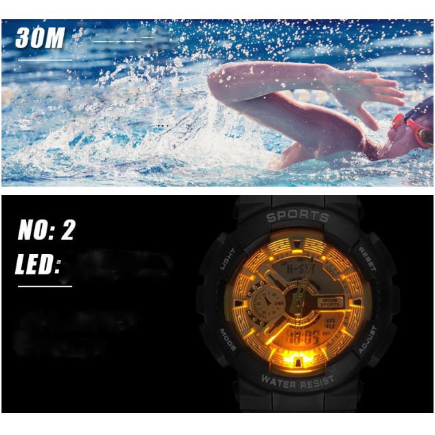 Đồng hồ thể thao Sport nam nữ chạy full màn hình điện tử và kim dây cao su chống nước | BigBuy360 - bigbuy360.vn