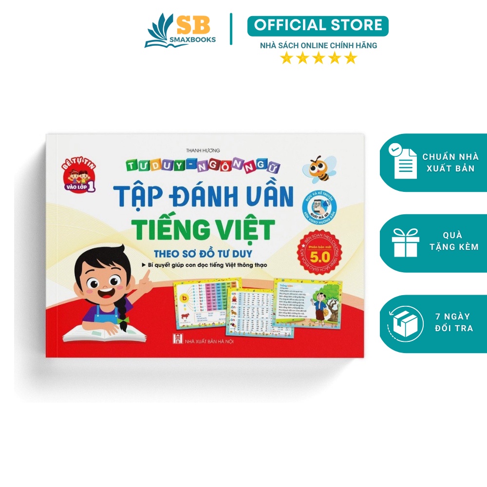 Sách - Tập đánh vần Tiếng Việt Phiên bản 5.0 kèm file đọc quét mã QR và hướng dẫn ghép vần phù hợp với bé 4-6