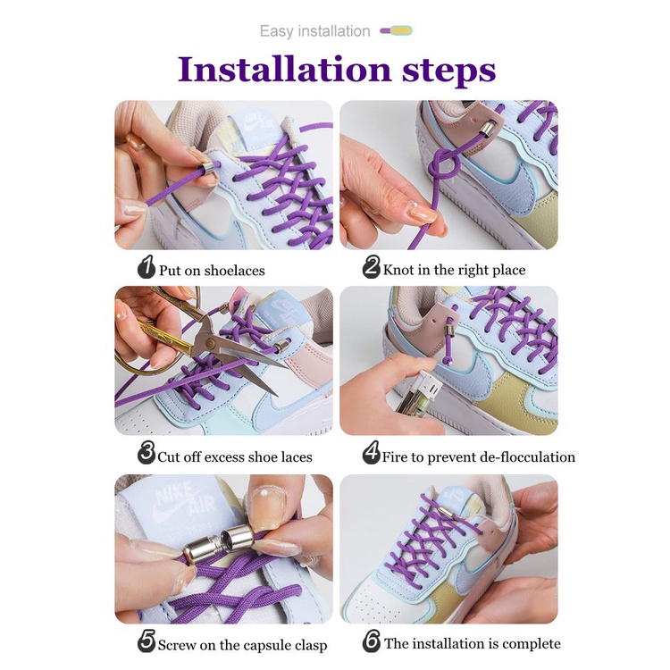 Dây Giày Co Giãn Không Cần Buộc Màu Trắng/Đen