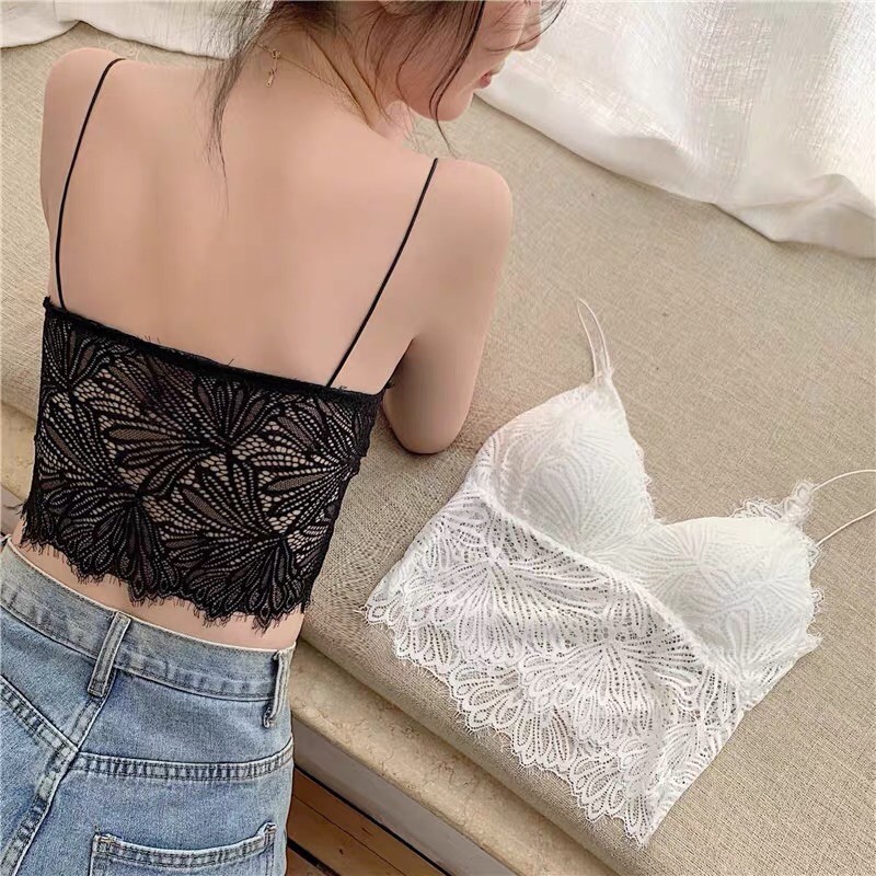 Áo Bra ren dáng lỡ kèm mút ngực dây bún sexy, tôn dáng cho nàng