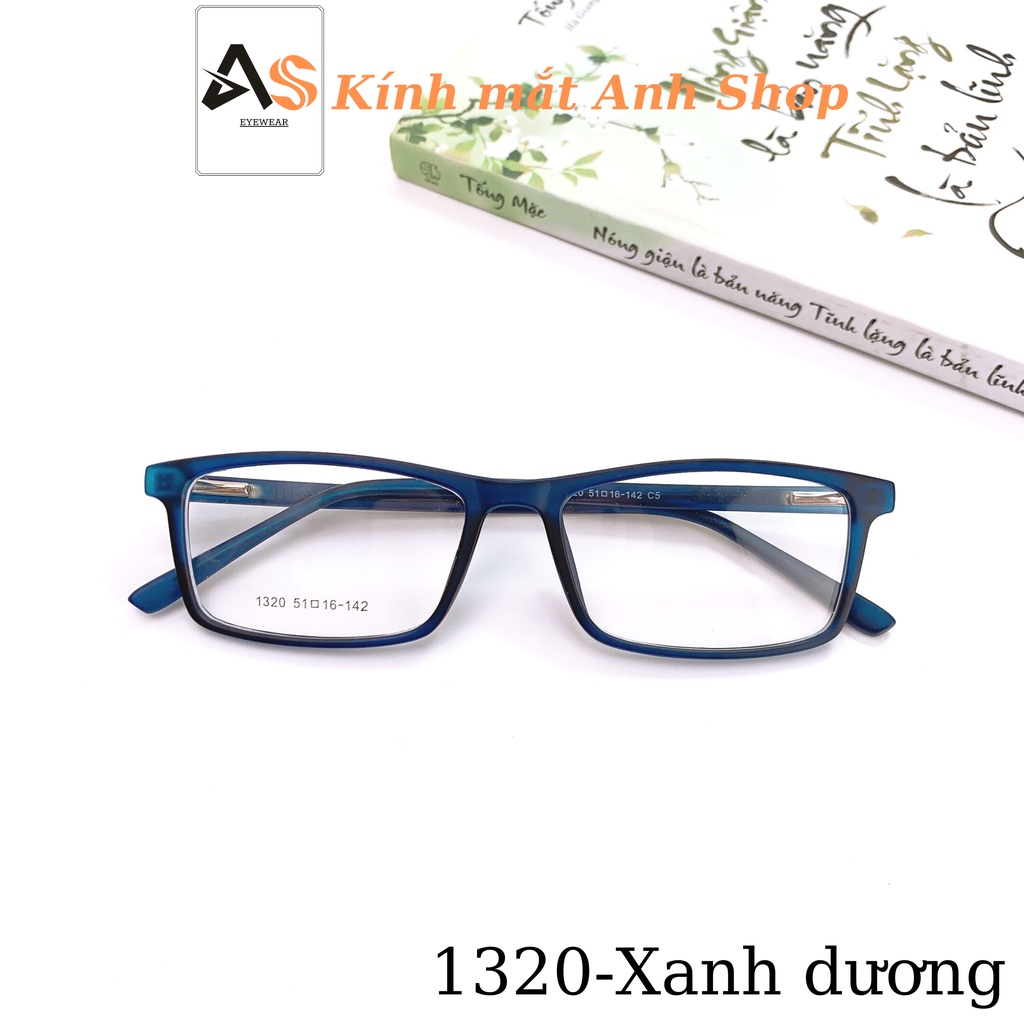Gọng kính mắt nhỏ chữ nhật chất liệu nhựa lõi kim loại 1320