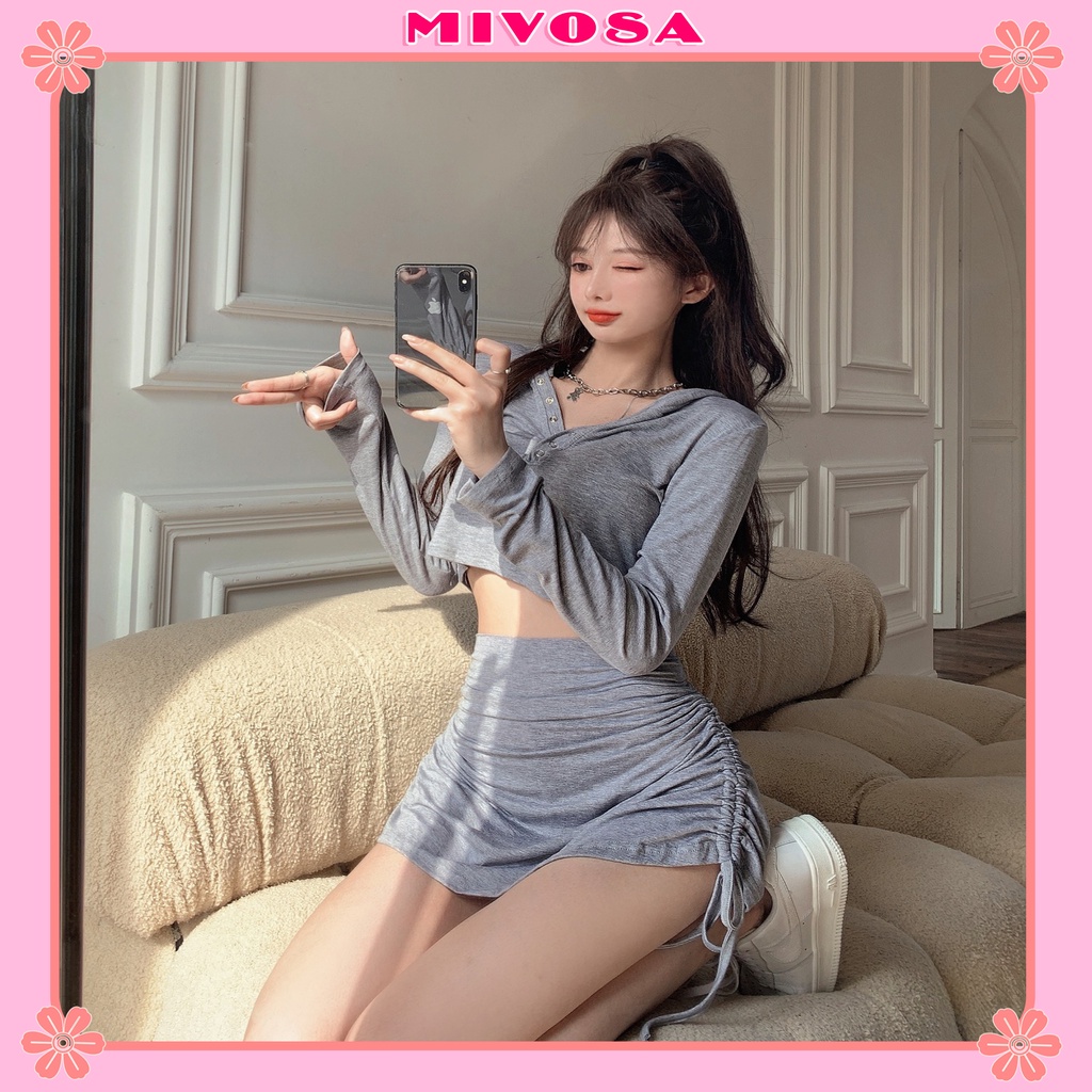 Chân váy rút dây 2 bên chân váy ngắn nữ body nhún hông ulzzang MIVOSA CV01 | BigBuy360 - bigbuy360.vn