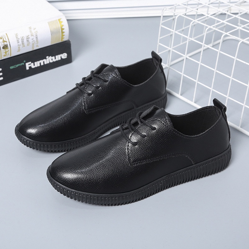 Giày oxford da bóng mũi tròn phong cách retro tùy chọn kích thước cho nữ