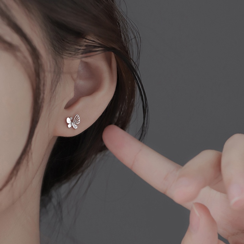 Bông tai bướm đá quý sang trọng phong cách hàn quốc thời trang bông tai nữ cao cấp đơn giản