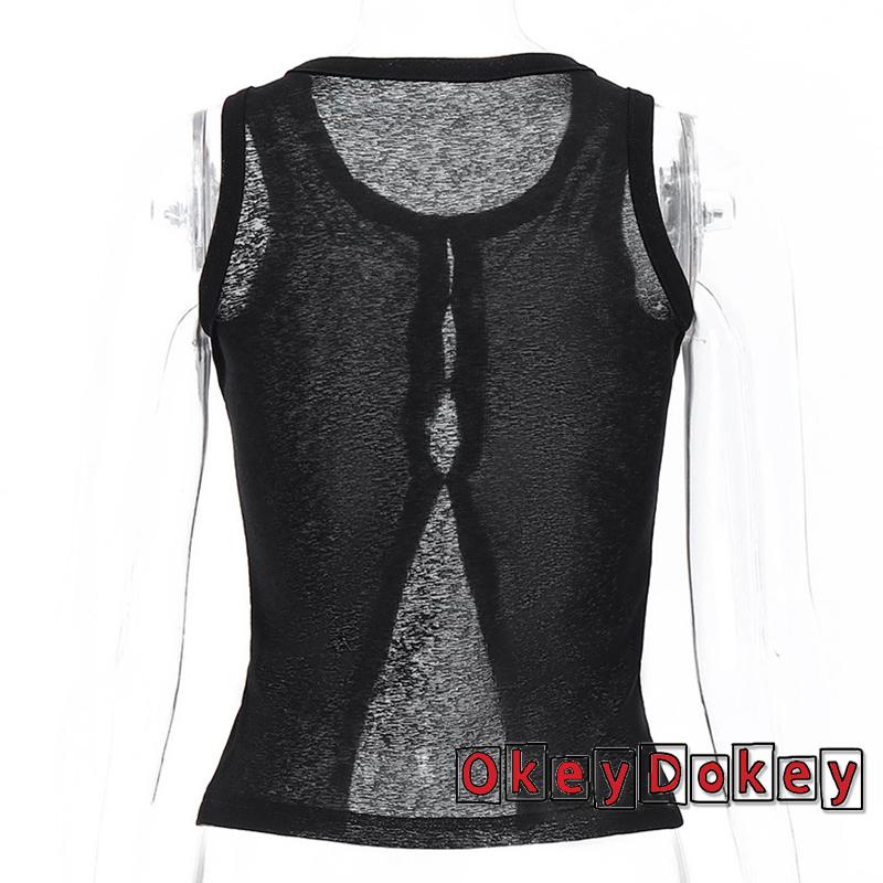 Áo Lưới Sát Nách Cổ Tròn Màu Trơn Thời Trang Cho Nữ