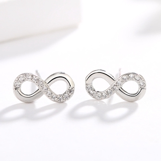 Thời Trang Bạc 925 Vô Cực Tình Yêu Biểu Tượng Bất Tận Bông Tai Nữ Với CZ Thắt Lưng Cô Gái Bông Tai Bạc Trang Sức