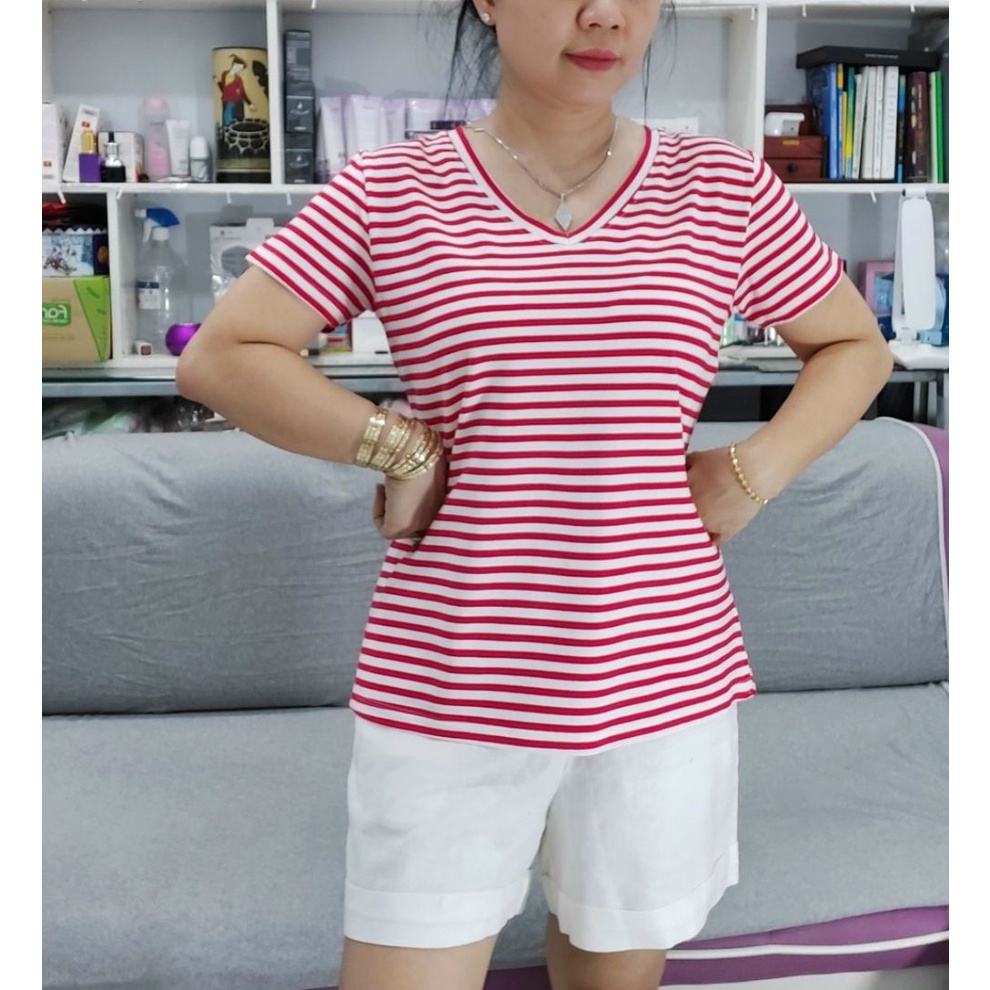 5️⃣9️⃣Áo thun nữ cổ tim tay ngắn phom thun cotton chính phẩm xuất khẩu TUYỀN PHAN EXPORT FASHION(MÀU BỔ SUNG BÀI SAU))