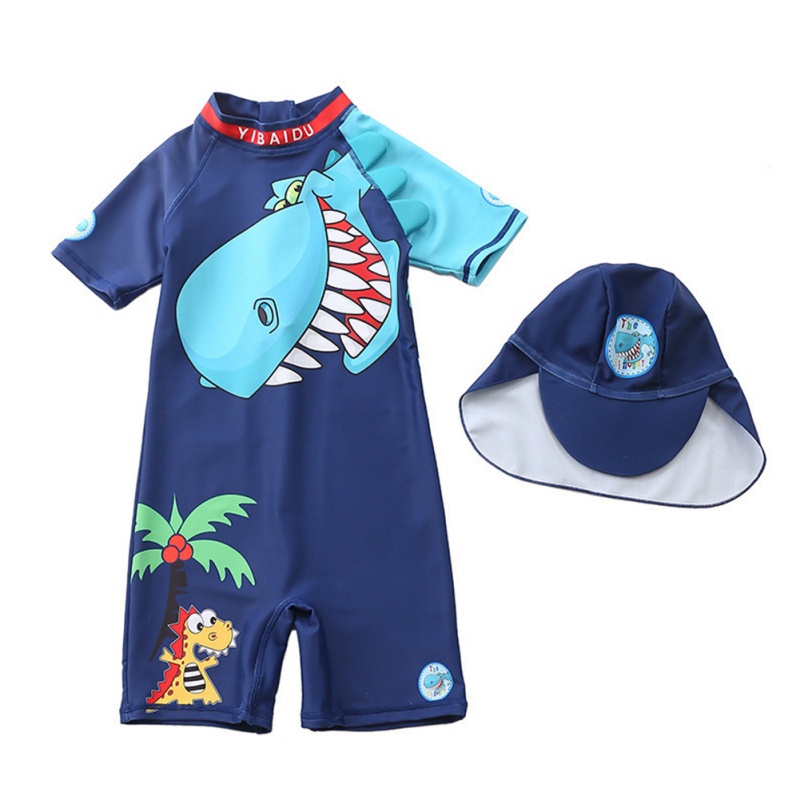 Bộ Đồ Bơi Liền Thân Họa Tiết Hoạt Hình + Mũ Chống Nắng Thời Trang Cho Bé