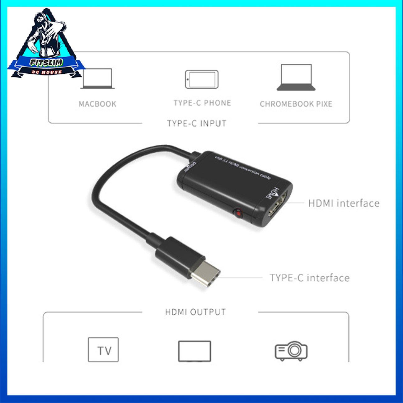 Bộ chuyển đổi USB-C loại C sang HDMI Cáp TV USB 3.1 cho máy tính bảng điện thoại MHL Android