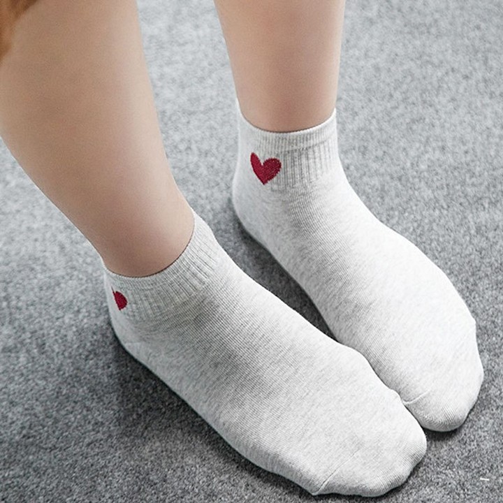 Tất/Vớ Cotton Cổ Ngắn Hình Tim Dành Cho Các Bạn Nam và Nữ Đều Đi Được