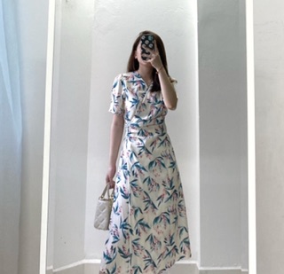 [Ảnh thật] Váy hoa dáng kimono (2 màu)