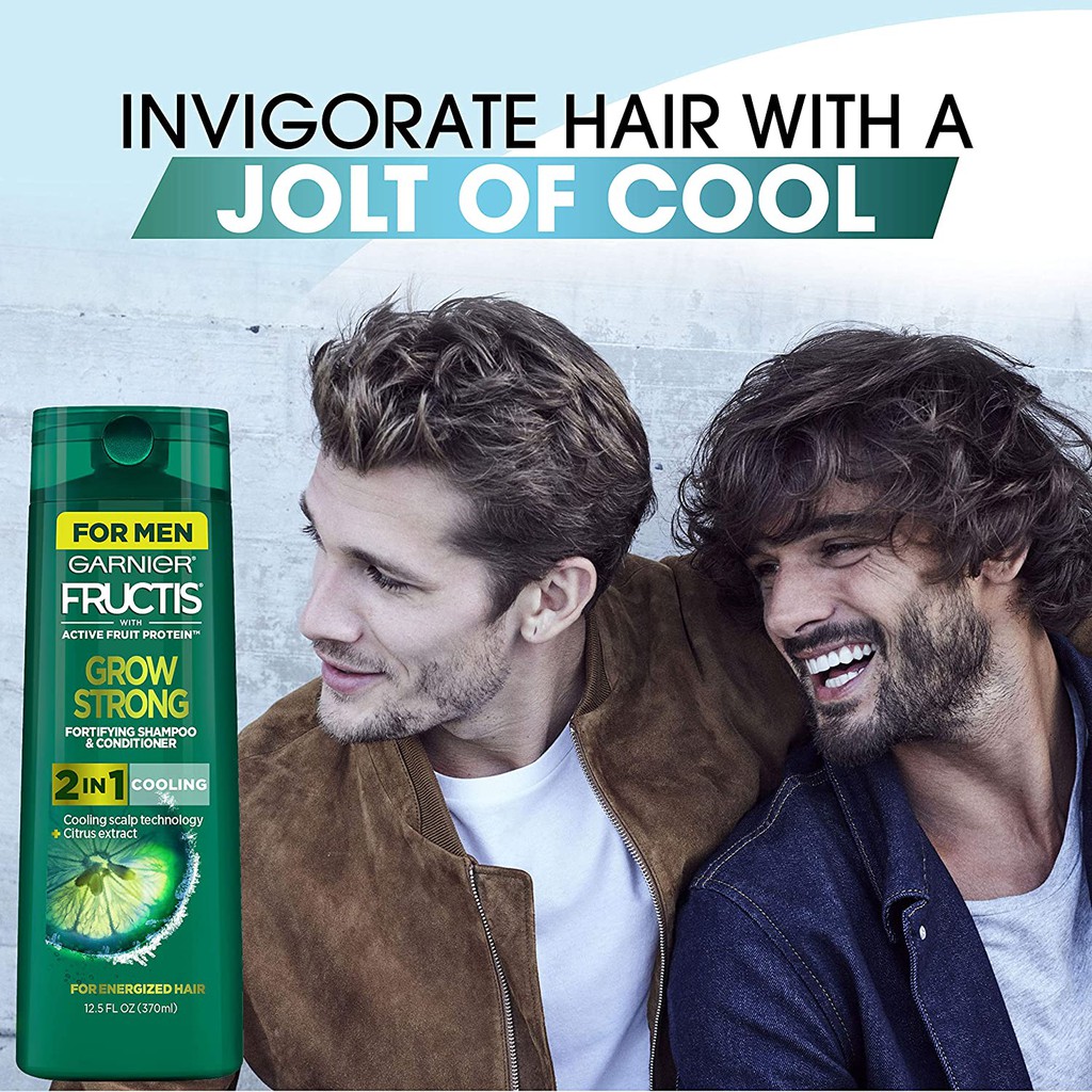 Dầu gội &amp; xả cho nam giúp tóc khỏe Garnier Hair Care Fructis Men's Grow Strong Cooling 2N1 370ml (Mỹ)