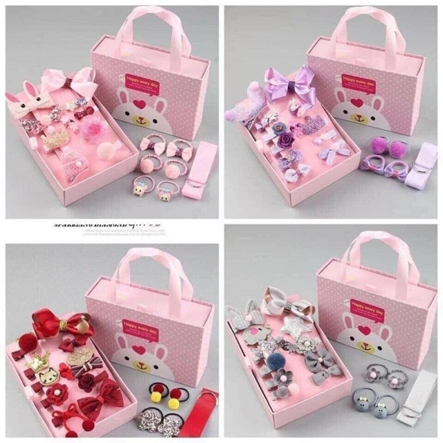 Set 18 chi tiết nơ hình thỏ cho bé