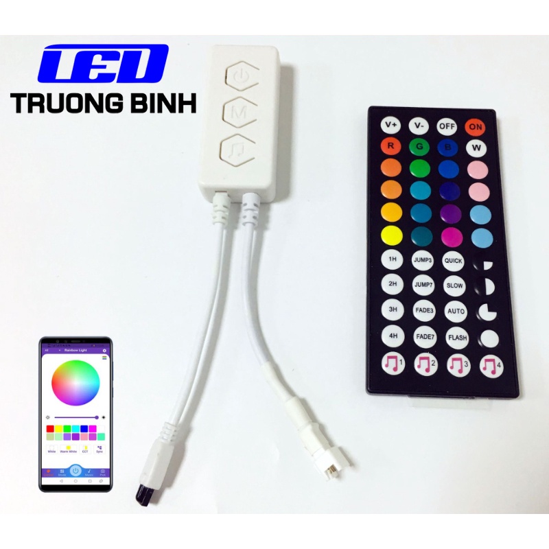SM121HC ĐIỀU KHIỂN LED FULL MÀU ARGB WS2812B WS2811 UCS1903 NHÁY THEO NHẠC ĐIỀU KHIỂN QUA  APP VÀ REMOTE IR 44 PHÍM